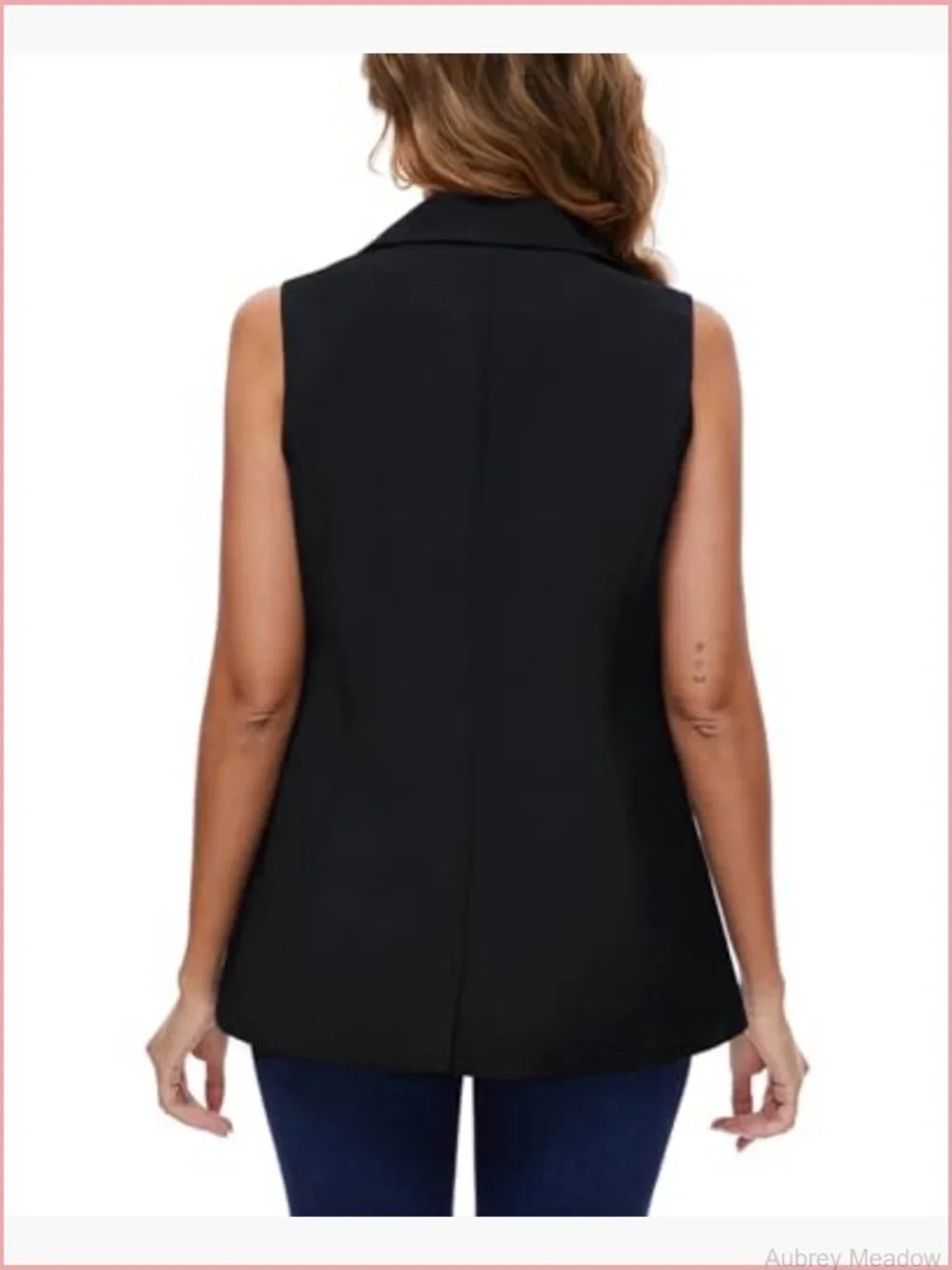 Sleeveless Blazer Vest Open Front Lapel Collar Work Office Suit with Pockets